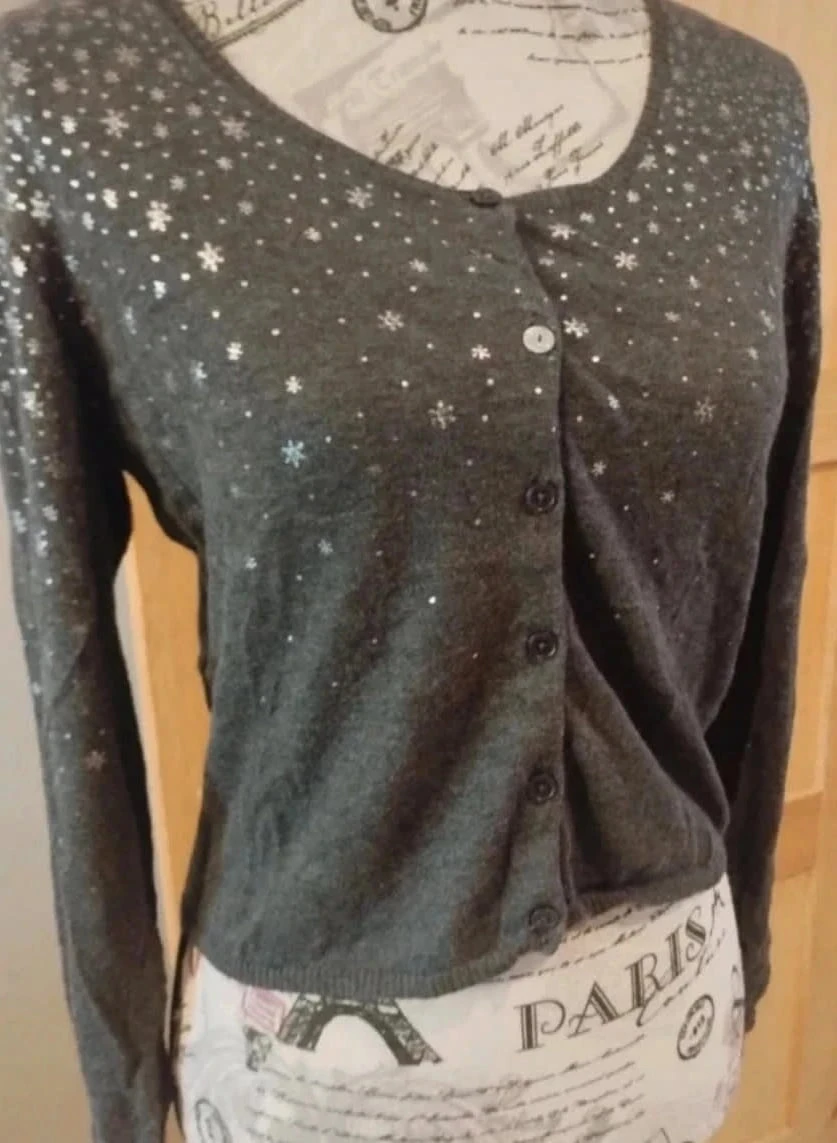 Cardigan gris estrellado, Diplodocus, Algodón/cachemir, T38 – photo 2